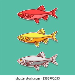 Aquatic Tuna Sea Fish Colour Vector Icon illustration