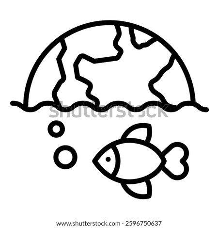 Aquatic World icon line vector illustration