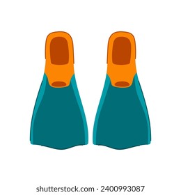 aquatics flippers cartoon. line logo, adventure character, water kit aquatics flippers sign. isolated symbol vector illustration