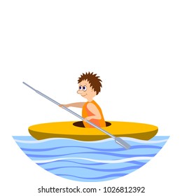 Aquatics. Rowing, kayaking. Cartoon Illustration.