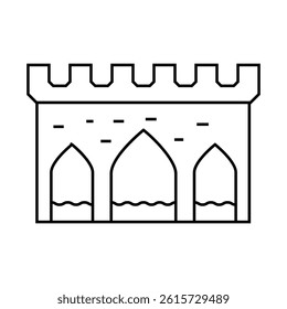 aqueduct antique construction line icon vector. aqueduct antique construction sign. isolated contour symbol black illustration