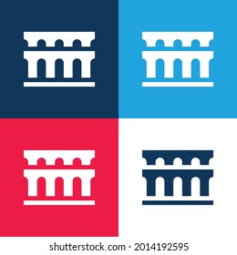 Aqueduct blue and red four color minimal icon set svg