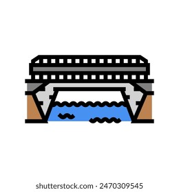 aqueduct bridge color icon vector. aqueduct bridge sign. isolated symbol illustration
