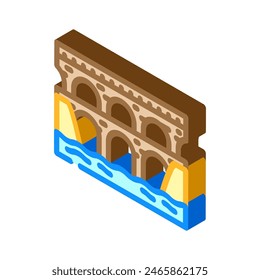 aqueduct bridge isometric icon vector. aqueduct bridge sign. isolated symbol illustration