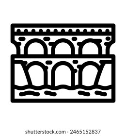Aquäduktbrücke Linie Symbol Vektorgrafik. Aquäduktbrücke Zeichen. Isolierte Kontur Symbol Schwarz Abbildung