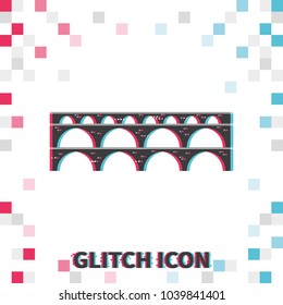 Aqueduct  glitch effect vector icon.