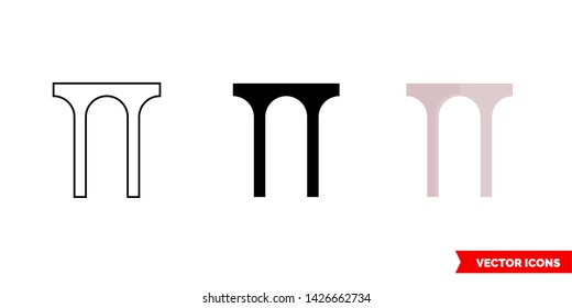 Aqueduct icon of 3 types: color, black and white, outline. Isolated vector sign symbol. svg