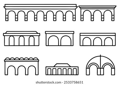Aqueduct Line Art Illustration for Creative Design Projects (1)