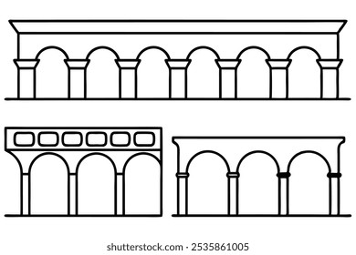 Aqueduto Linha Arte Ilustração em Estilo Gráfico Moderno (2)