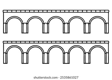Aqueduct Line Art Illustration in Modern Graphic Style (3)