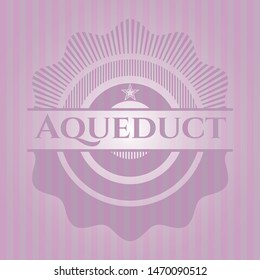 Aqueduct retro pink emblem. Vector Illustration. Detailed.