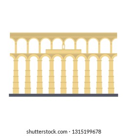 Aqueduct of Segovia, Spain, flat design vector icon