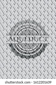 Aqueduct silver color emblem. Scales pattern. Vector Illustration. Detailed.