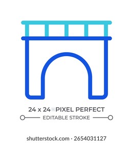 Aqueduct structure colorful line ui icon. Roman water supply. Historic, heritage. Ancient bridge, archeology. Isolated vector duotone linear symbol. User interface element, pixel perfect