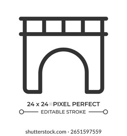 Ícone da interface do usuário da linha da estrutura do duto. Abastecimento de água aos romanos. Histórico, patrimônio. Ponte antiga, arqueologia. Símbolo de contorno de vetor isolado. Elemento linear da interface do usuário do Webdesign, pixel perfect
