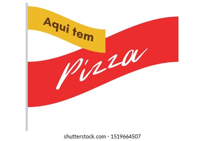 Aqui tem pizza (pizza served here in portuguese) brazilian food vector illustration