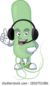 Aquificae cartoon character style speaking with friends on headphone. Vector illustration