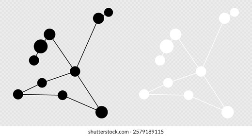 Aquila constellation map set. Vector illustration.