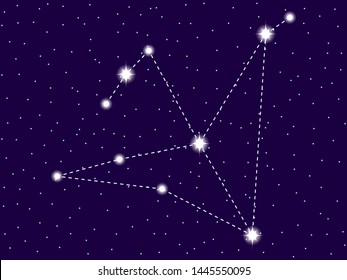 Aquila constellation. Starry night sky. Cluster of stars and galaxies. Deep space. Vector illustration