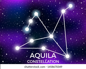 Aquila constellation. Starry night sky. Cluster of stars and galaxies. Deep space. Vector illustration