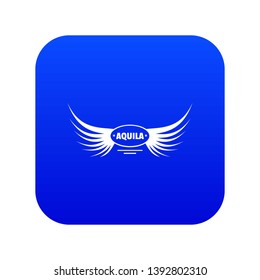Aquila wing icon blue vector isolated on white background