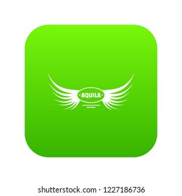Aquila wing icon green vector isolated on white background