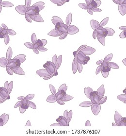 AQUILEGIA PATTERN Floral Season Nature Spring Holiday Cartoon Seamless Vector Illustration for Print Fabric and Digital Paper