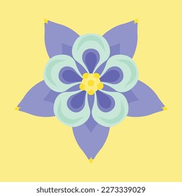 Aquilegia saximontana flower. Spring flower clipart. Vector stock illustration. Blue symmetrical flower