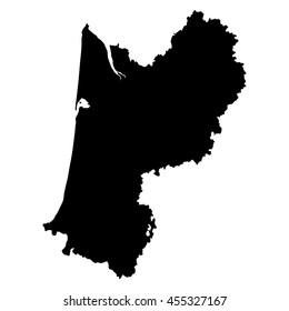 Aquitaine black map on white background vector