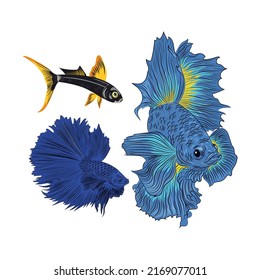 arte vectorial plano de peces tropicales acuáticos
