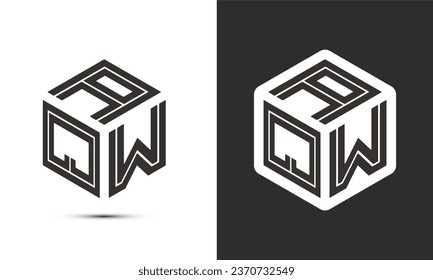 AQW letter logo design with illustrator cube logo, vector logo modern alphabet font overlap style. Premium Business logo icon. White color on black background