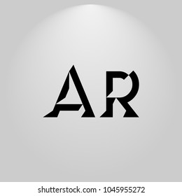 AR Abstract Black Letters with white and gray background in highlight
