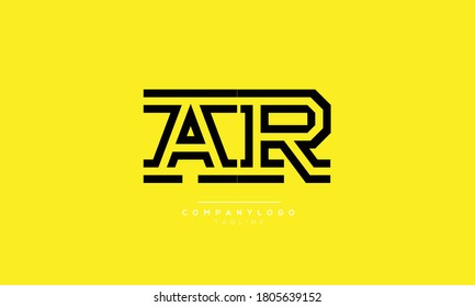 AR iniciales abstractas diseño del logotipo del alfabeto de texto de letra monográfica