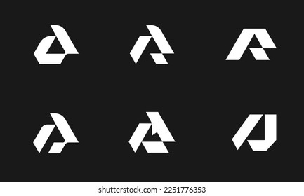 AR AP AJ Letter Logo Set Mountain Shape Monogram Vector Icon Template.