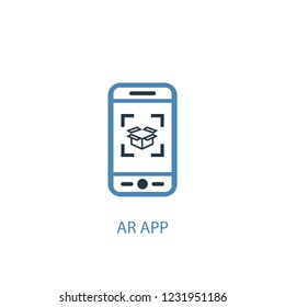 AR app concept 2 colored icon. Simple blue element illustration. AR app concept symbol design from Augmented reality set. Can be used for web and mobile UI/UX
