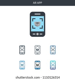 AR app concept all styles simple icon shape. Simple flat illustration. AR app concept symbol line design from Augmented reality set. Can be used for web UI/UX