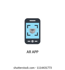 AR app concept flat icon. Simple element illustration. AR app concept symbol flat design from Augmented reality set. Can be used for presentation and video design