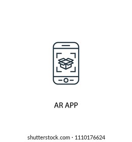 AR app concept line icon. Simple element illustration. AR app concept outline symbol design from Augmented reality set. Can be used for web and mobile UI/UX