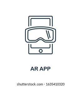 Ar App icon from augmented reality collection. Simple line element Ar App symbol for templates, web design and infographics