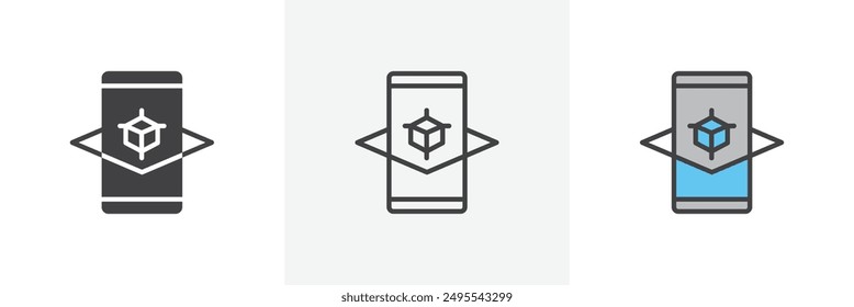Ar app icon symbol collection on white background.