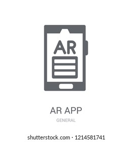 ar app icon. Trendy ar app logo concept on white background from General collection. Suitable for use on web apps, mobile apps and print media.