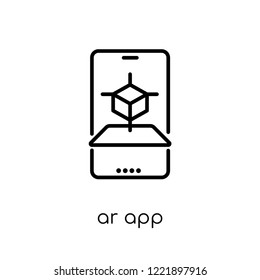 ar app icon. Trendy modern flat linear vector ar app icon on white background from thin line general collection, editable outline stroke vector illustration