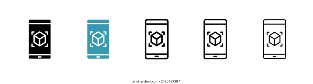 Ar app line icon vector set.