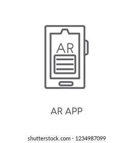 ar app linear icon. Modern outline ar app logo concept on white background from General collection. Suitable for use on web apps, mobile apps and print media.