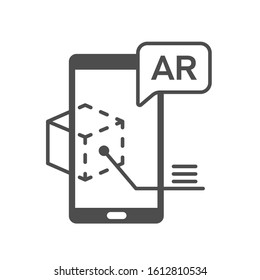 AR app vector icon isolated on white background. Virtual reality and augmented reality mobile app icon. Futuristic technology concept