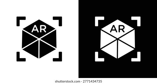 Ar apps icon. Black and white silhouette. Icon vector