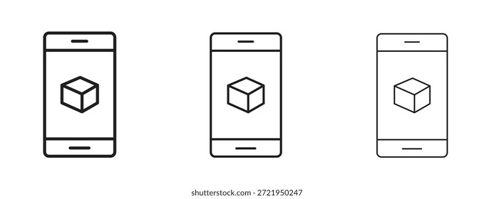 Ar apps Symbol Logo schwarzes Piktogramm Set. Skizze mit dünnen Linien.