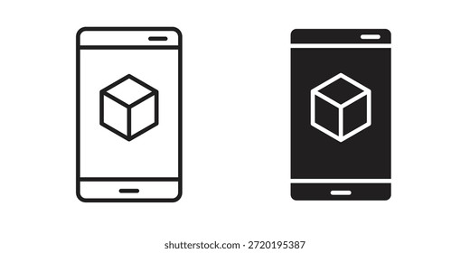 Ar-Apps-Symbole. Pixel perfekt. Vektorkontursymbol. Flaches Logo-Konzept.