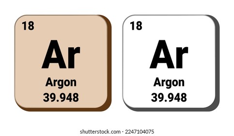 Ar, Argon element vector icon, periodic table element. Vector illustration EPS 10 File. Isolated on white background.