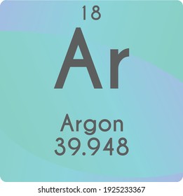 Ar Argon Noble gas Chemical Element vector illustration diagram, with atomic number and mass. Simple gradient flat design For education, lab, science class.
